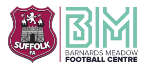 Suffolk FA and Barnards Meadow Football Centre official logo side by side.